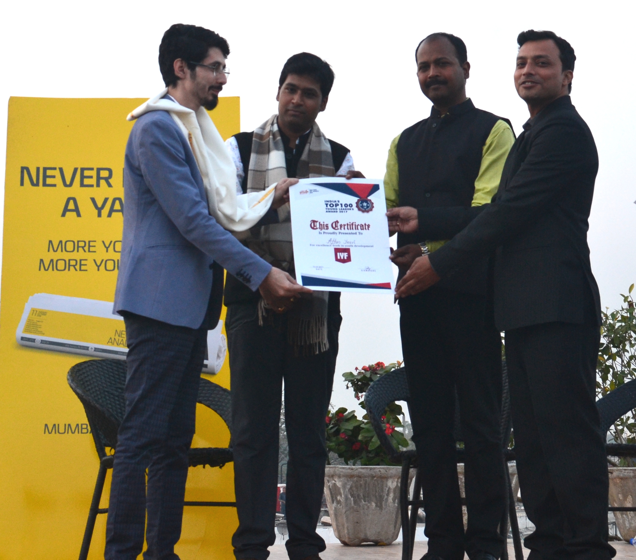 Young Kashmiri awarded the coveted India’s Top 100 Young Leader’s Award-2017