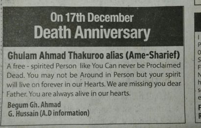 Ghulam Ahmad Thakuroo remembered on Death Anniversary